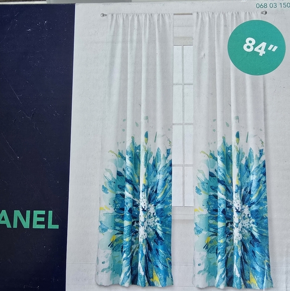 Room Essentials New 2 Packs Blue Chesapeake Tropical Floral Window Panels 84" - Picture 3 of 7